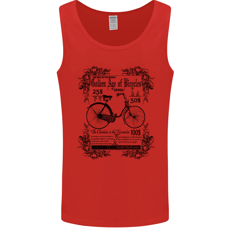 The Golden Age of Bicycles Cyclist Cycling Mens Vest Tank Top Red