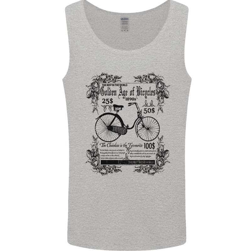 The Golden Age of Bicycles Cyclist Cycling Mens Vest Tank Top Sports Grey