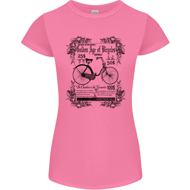 The Golden Age of Bicycles Cyclist Cycling Womens Petite Cut T-Shirt Azalea