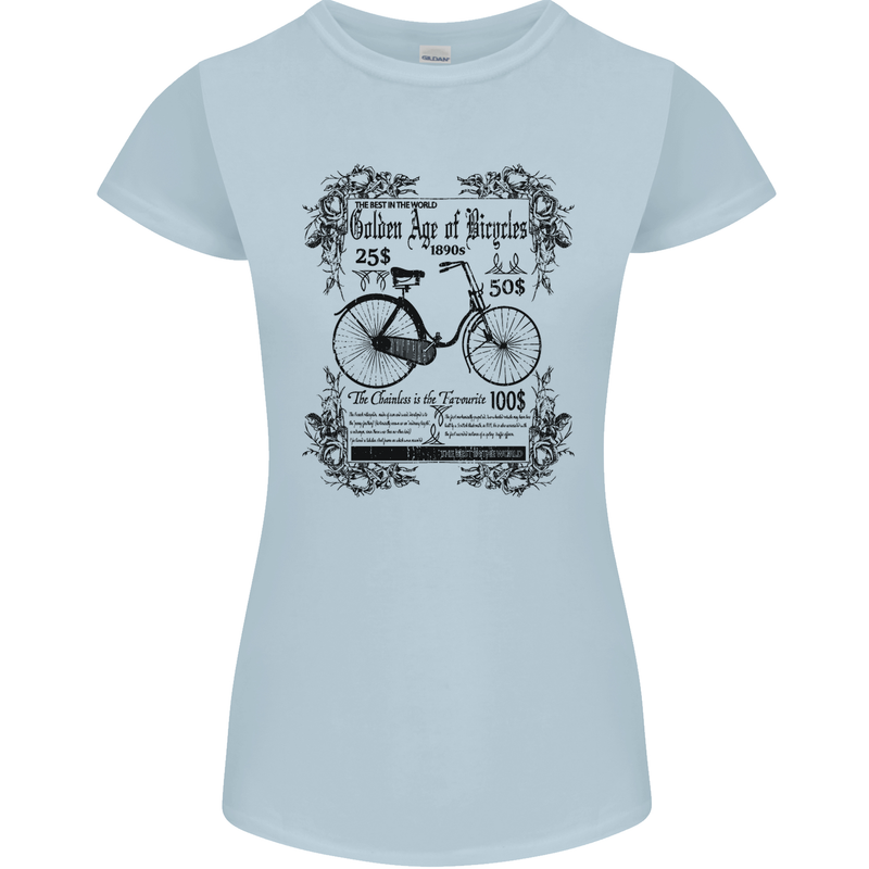 The Golden Age of Bicycles Cyclist Cycling Womens Petite Cut T-Shirt Light Blue
