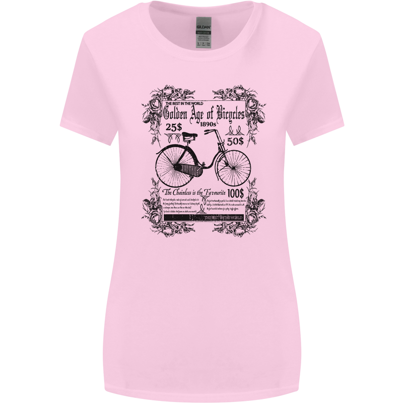 The Golden Age of Bicycles Cyclist Cycling Womens Wider Cut T-Shirt Light Pink