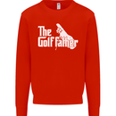 The Golfather Funny Golfer Golf Fathers Day Mens Sweatshirt Jumper Bright Red