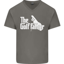 The Golfather Funny Golfer Golf Fathers Day Mens V-Neck Cotton T-Shirt Charcoal