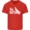 The Golfather Funny Golfer Golf Fathers Day Mens V-Neck Cotton T-Shirt Red