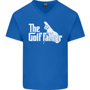 The Golfather Funny Golfer Golf Fathers Day Mens V-Neck Cotton T-Shirt Royal Blue