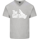 The Golfather Funny Golfer Golf Fathers Day Mens V-Neck Cotton T-Shirt Sports Grey