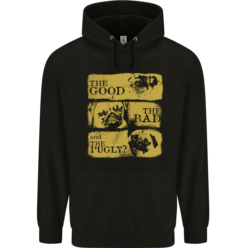 The Good the Bad the Pugly Funny Pug Childrens Kids Hoodie Black