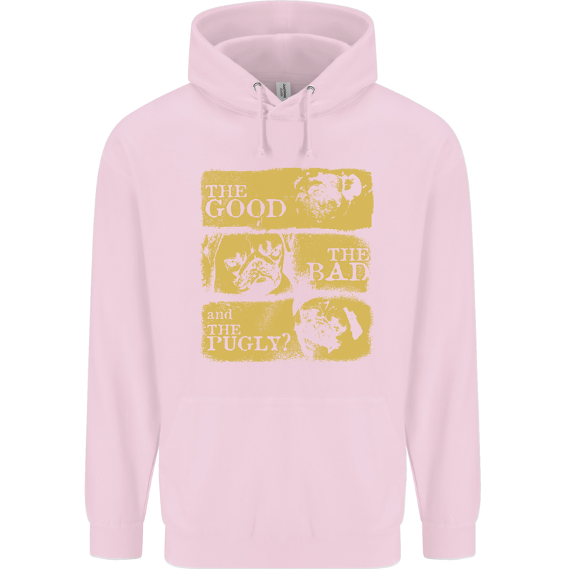 The Good the Bad the Pugly Funny Pug Childrens Kids Hoodie Light Pink
