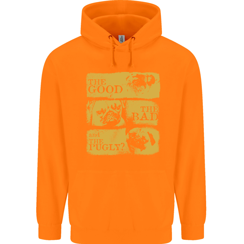The Good the Bad the Pugly Funny Pug Childrens Kids Hoodie Orange