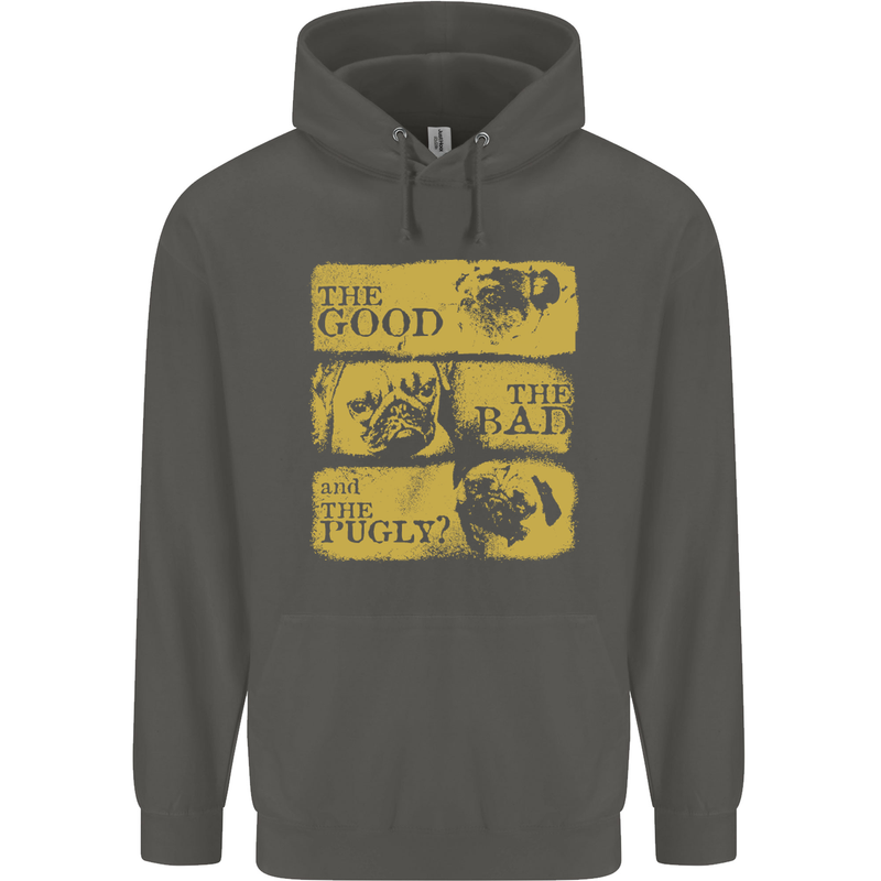 The Good the Bad the Pugly Funny Pug Childrens Kids Hoodie Storm Grey
