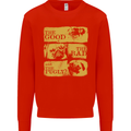 The Good the Bad the Pugly Funny Pug Kids Sweatshirt Jumper Bright Red