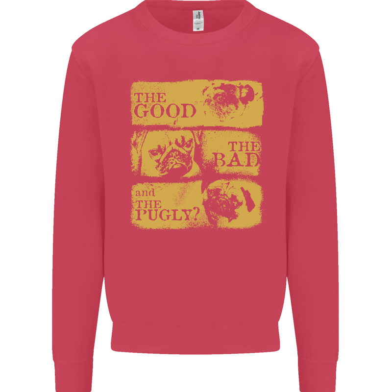 The Good the Bad the Pugly Funny Pug Kids Sweatshirt Jumper Heliconia