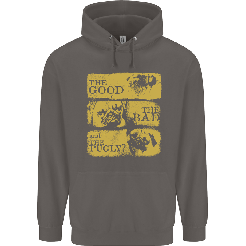The Good the Bad the Pugly Funny Pug Mens 80% Cotton Hoodie Charcoal
