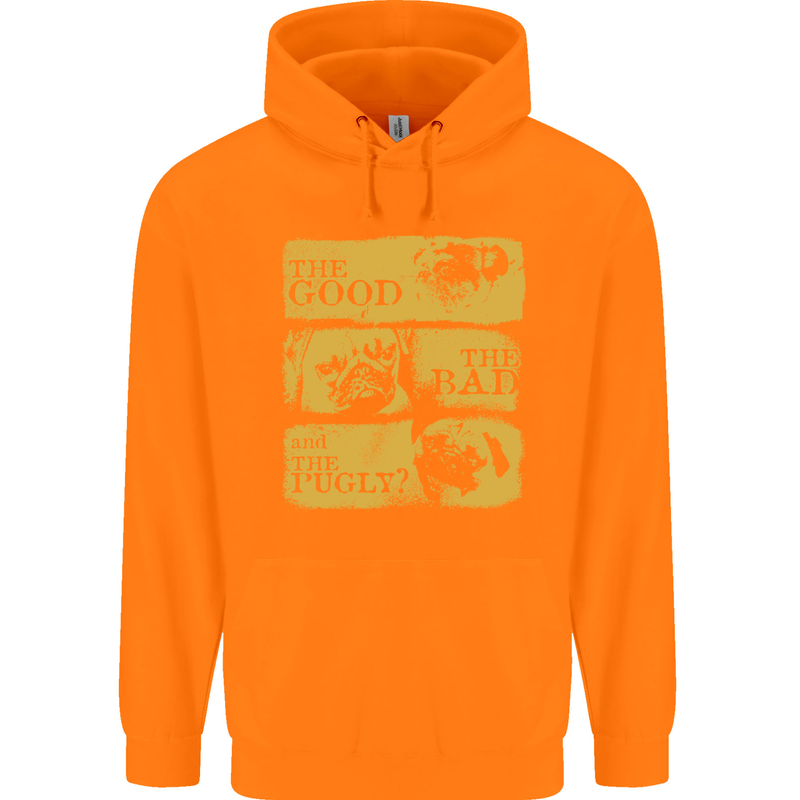 The Good the Bad the Pugly Funny Pug Mens 80% Cotton Hoodie Orange