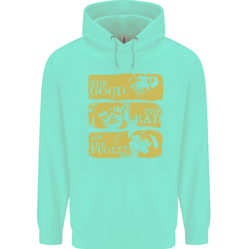 The Good the Bad the Pugly Funny Pug Mens 80% Cotton Hoodie Peppermint