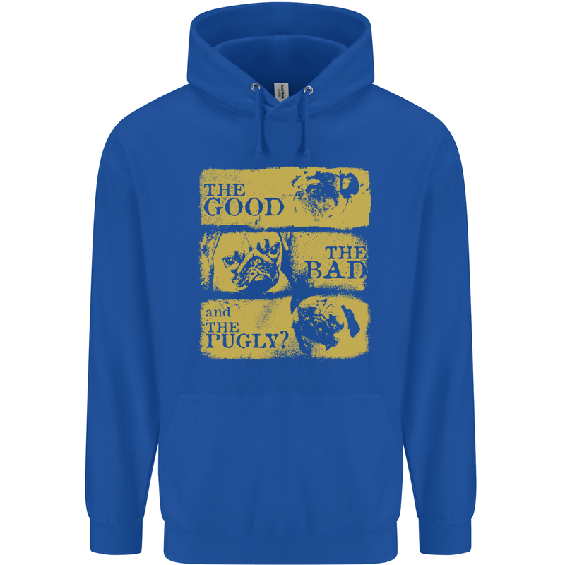 The Good the Bad the Pugly Funny Pug Mens 80% Cotton Hoodie Royal Blue