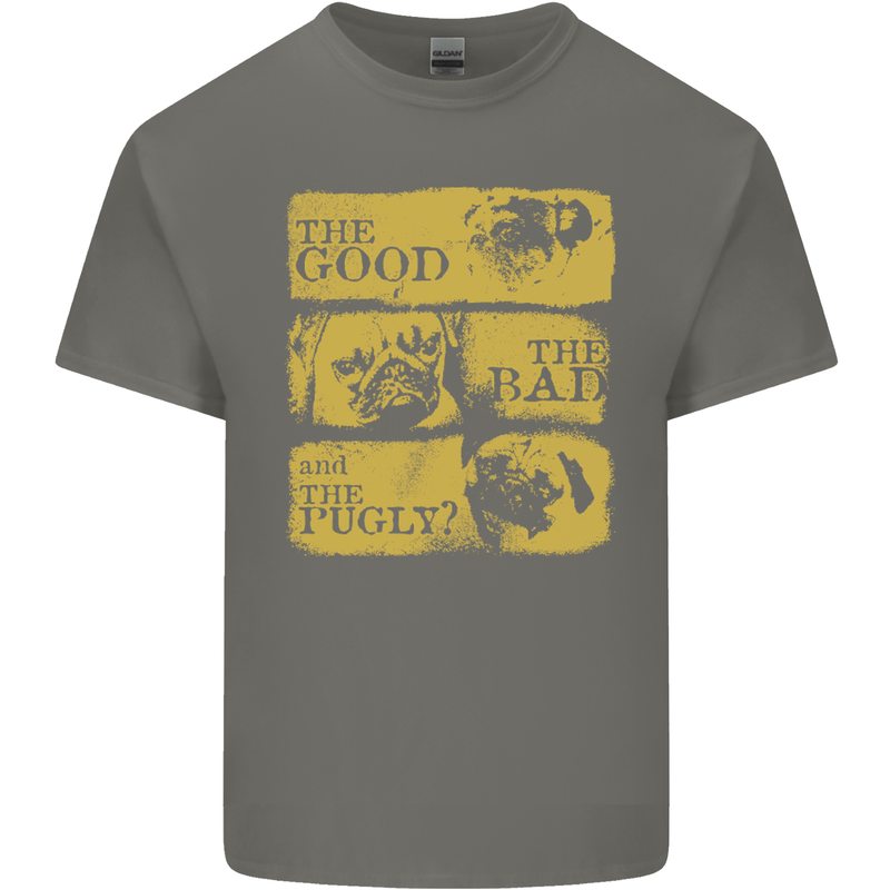 The Good the Bad the Pugly Funny Pug Mens Cotton T-Shirt Tee Top Charcoal