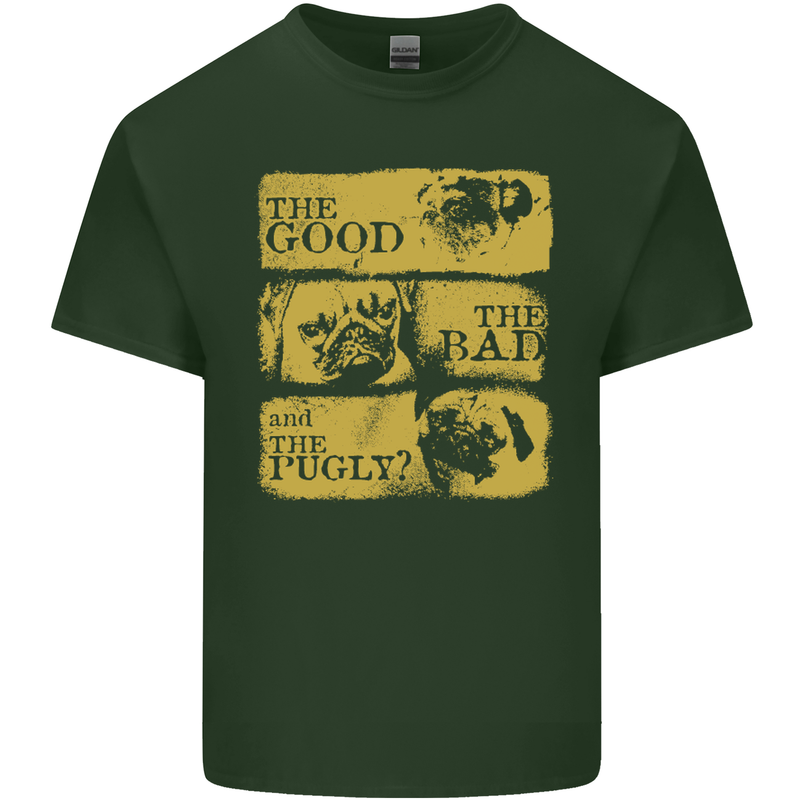 The Good the Bad the Pugly Funny Pug Mens Cotton T-Shirt Tee Top Forest Green