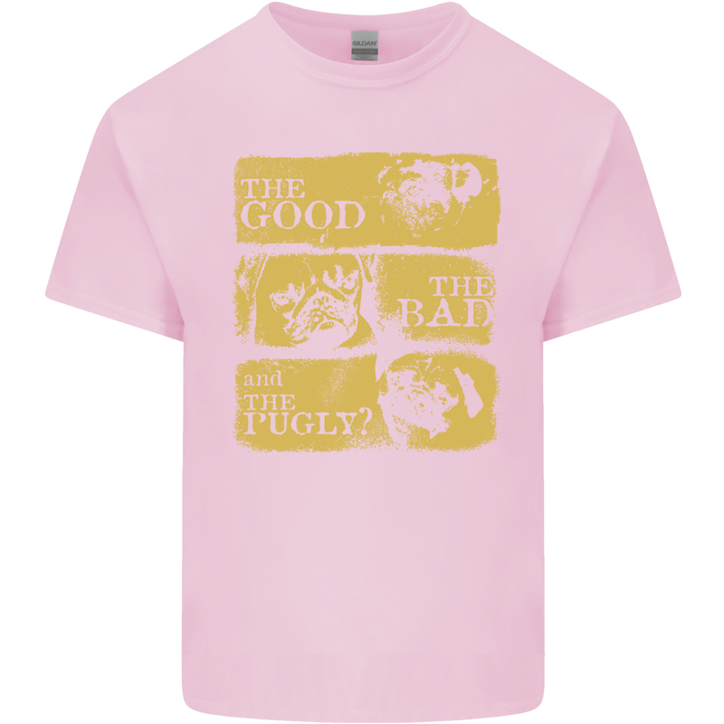 The Good the Bad the Pugly Funny Pug Mens Cotton T-Shirt Tee Top Light Pink