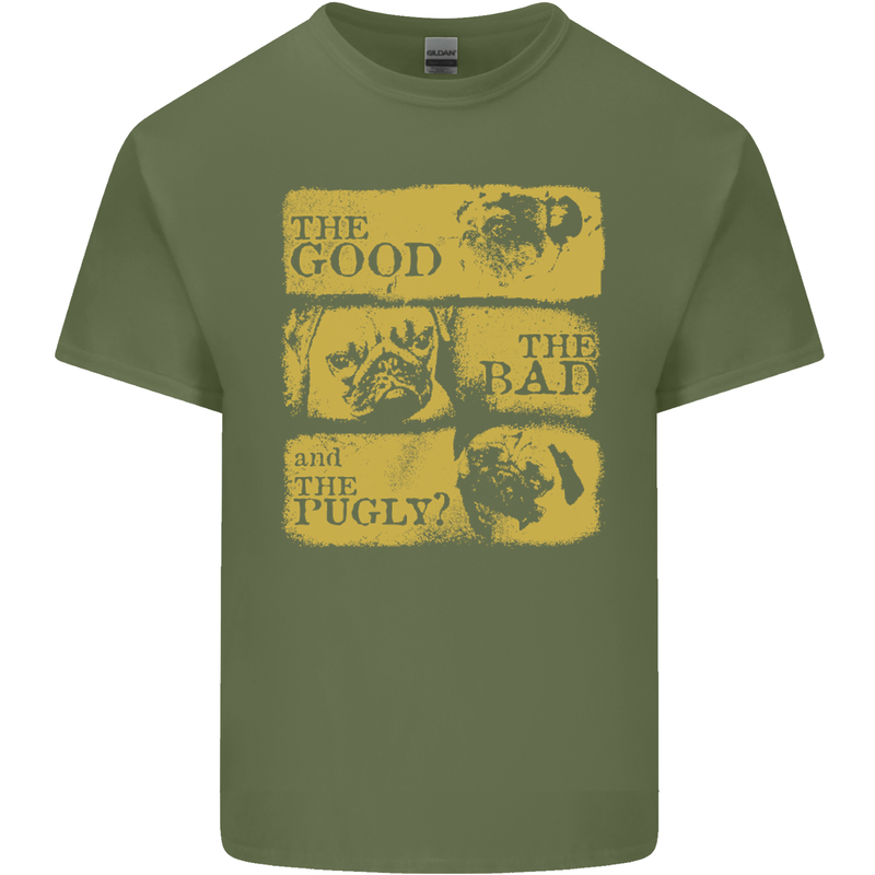 The Good the Bad the Pugly Funny Pug Mens Cotton T-Shirt Tee Top Military Green
