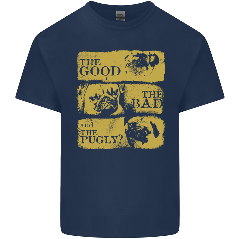 The Good the Bad the Pugly Funny Pug Mens Cotton T-Shirt Tee Top Navy Blue