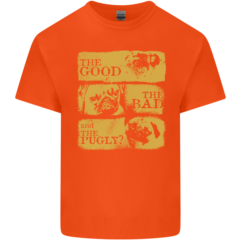 The Good the Bad the Pugly Funny Pug Mens Cotton T-Shirt Tee Top Orange