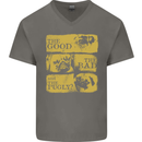 The Good the Bad the Pugly Funny Pug Mens V-Neck Cotton T-Shirt Charcoal