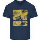 The Good the Bad the Pugly Funny Pug Mens V-Neck Cotton T-Shirt Navy Blue