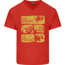 The Good the Bad the Pugly Funny Pug Mens V-Neck Cotton T-Shirt Red