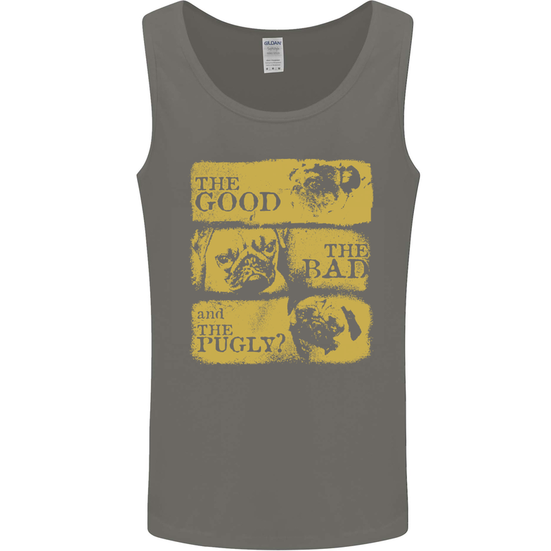 The Good the Bad the Pugly Funny Pug Mens Vest Tank Top Charcoal
