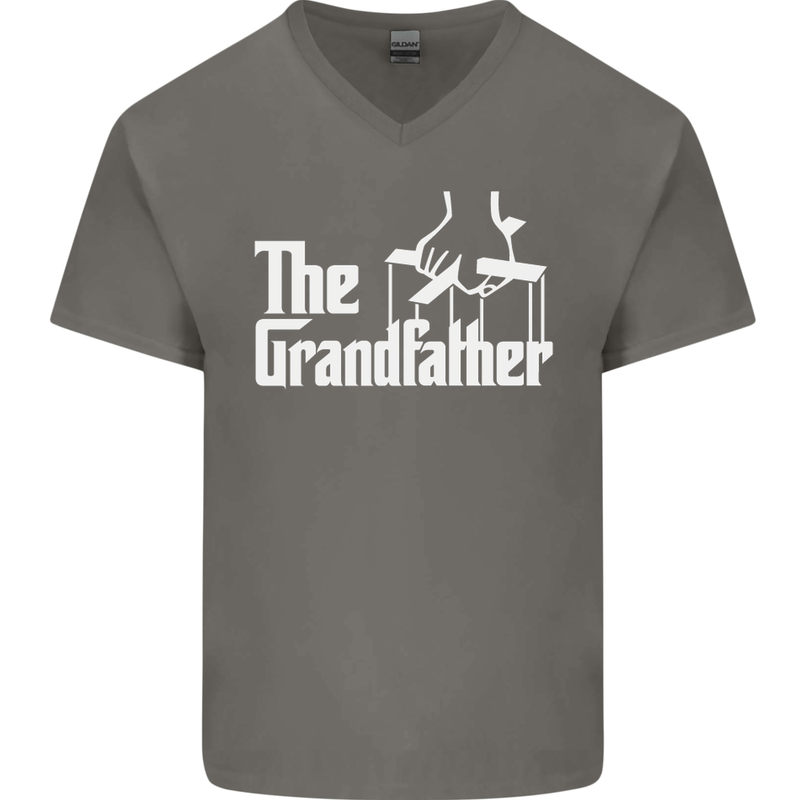The Grandfather Grandad Grandparent's Day Mens V-Neck Cotton T-Shirt Charcoal