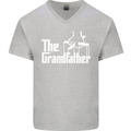 The Grandfather Grandad Grandparent's Day Mens V-Neck Cotton T-Shirt Sports Grey