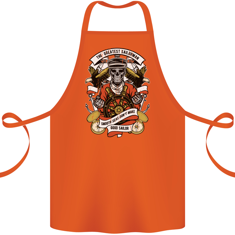 The Greatest Sailorman Sailing Sailor Cotton Apron 100% Organic Orange