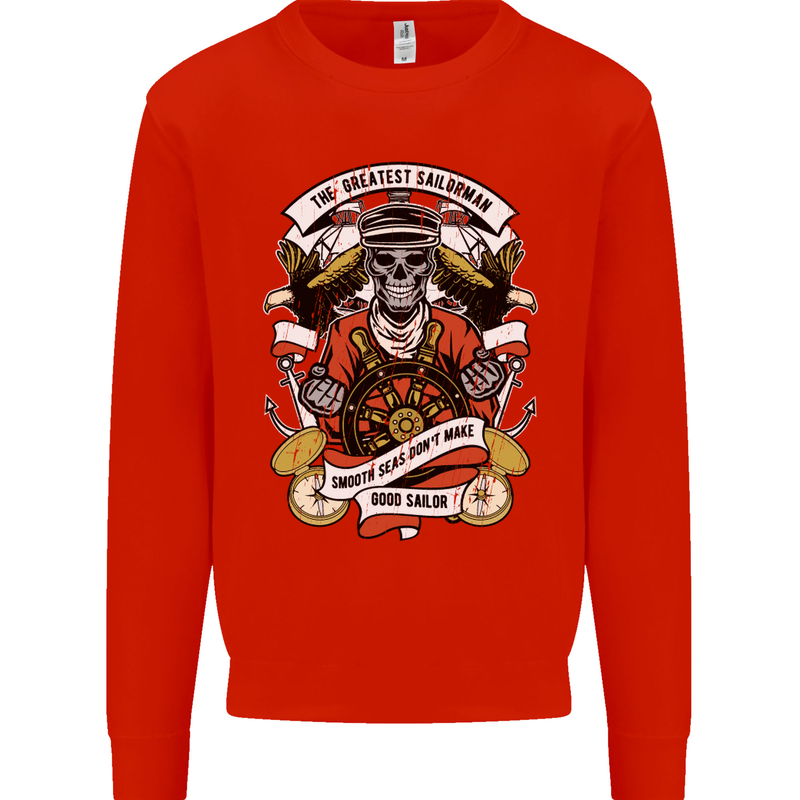 The Greatest Sailorman Sailing Sailor Kids Sweatshirt Jumper Bright Red