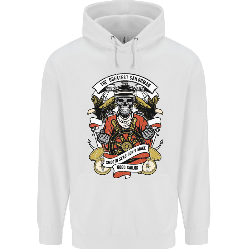 The Greatest Sailorman Sailing Sailor Mens 80% Cotton Hoodie White