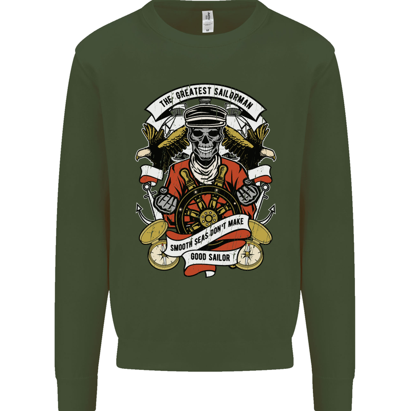 The Greatest Sailorman Sailing Sailor Mens Sweatshirt Jumper Forest Green