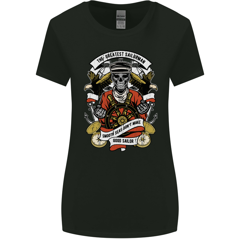 The Greatest Sailorman Sailing Sailor Womens Wider Cut T-Shirt Black