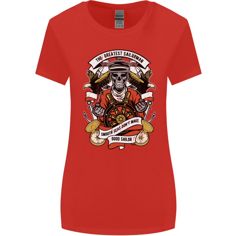 The Greatest Sailorman Sailing Sailor Womens Wider Cut T-Shirt Red