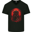 The Grim Reaper On His Throne Gothic Biker Mens V-Neck Cotton T-Shirt Black