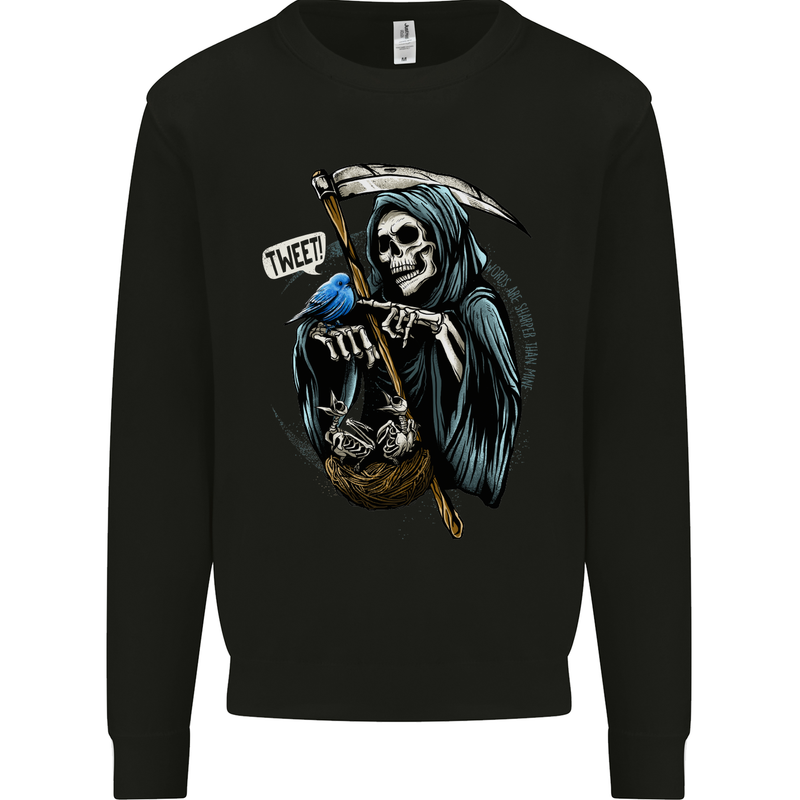The Grim Reaper Skull Heavy Metal Gothic Kids Sweatshirt Jumper Black