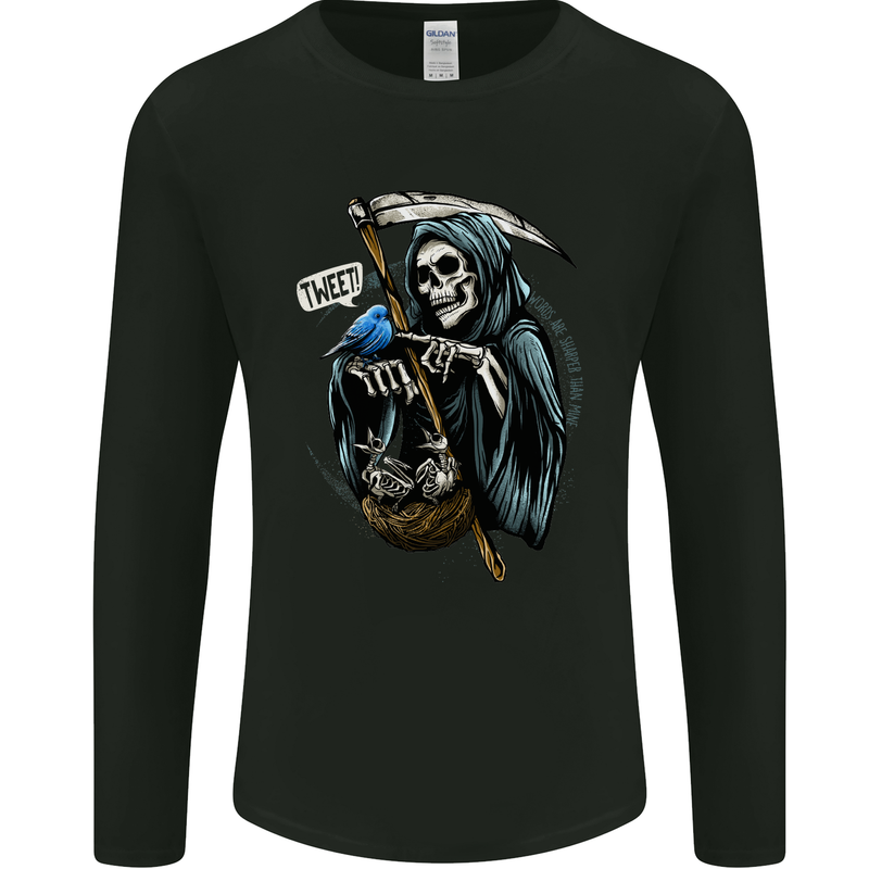 The Grim Reaper Skull Heavy Metal Gothic Mens Long Sleeve T-Shirt Black
