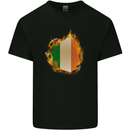 The Irish Tricolour Flag Fire Ireland Kids T-Shirt Childrens Black