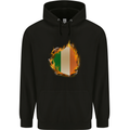 The Irish Tricolour Flag Fire Ireland Mens 80% Cotton Hoodie Black