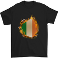 The Irish Tricolour Flag Fire Ireland Mens T-Shirt Cotton Gildan Black