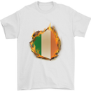 The Irish Tricolour Flag Fire Ireland Mens T-Shirt Cotton Gildan White