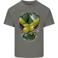The Jamaican Flag Ripped Muscles Jamaica Kids T-Shirt Childrens Charcoal