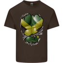 The Jamaican Flag Ripped Muscles Jamaica Kids T-Shirt Childrens Chocolate