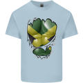 The Jamaican Flag Ripped Muscles Jamaica Kids T-Shirt Childrens Light Blue
