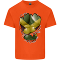 The Jamaican Flag Ripped Muscles Jamaica Kids T-Shirt Childrens Orange