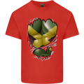 The Jamaican Flag Ripped Muscles Jamaica Kids T-Shirt Childrens Red